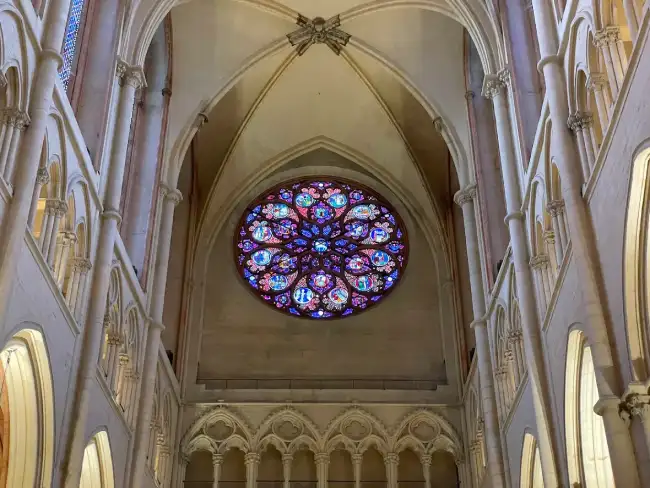 Rose window of the Lamb of Saint John Cathedral in Lyon