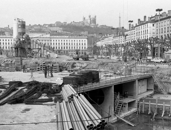 construction site of the Place Bellecour metro