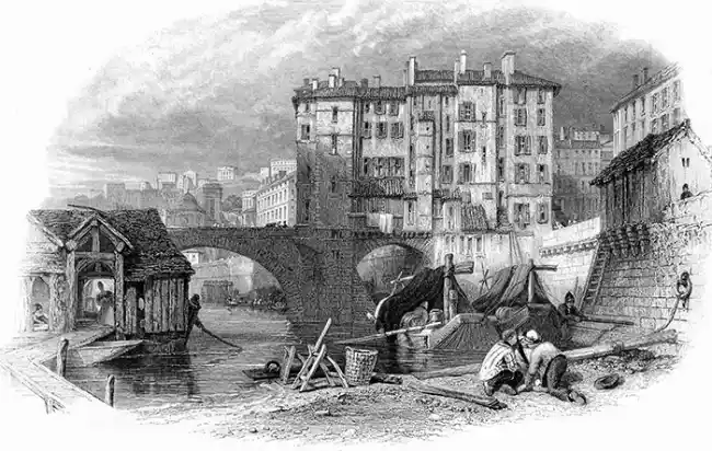 Pont au Change de Lyon vers 1840