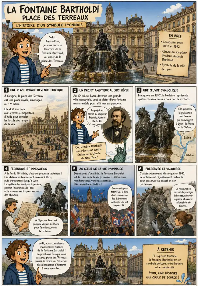 Bartholdi's fountain in comic book form