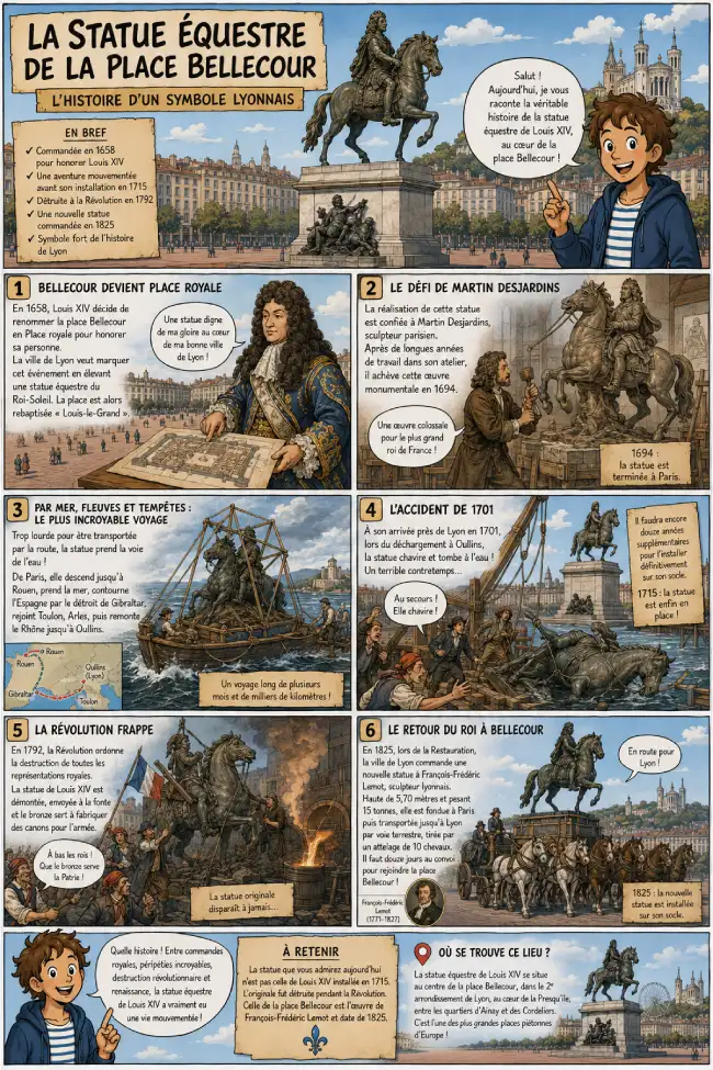history of the equestrian statue in Place Bellecour